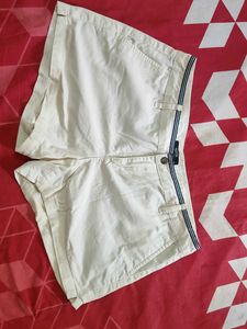 Cream Shorts with Striped Detail