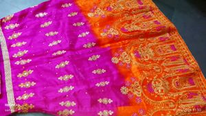 Vibrant Orange &amp; Pink Lehenga Choli Set