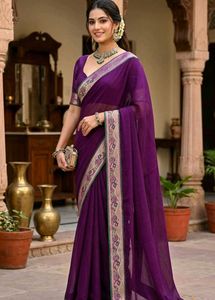 Elegant Purple Silk Saree (without blouse)