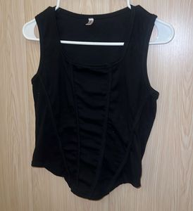 Sleek Black Sleeveless Corset Top