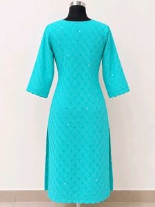 Beautiful Turquoise Chikankari Kurta