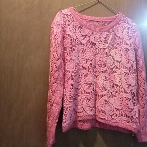 Pink Crocheted Sweater