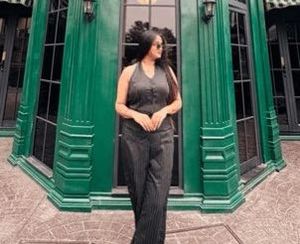 Pinstripe Halter Neck Jumpsuit