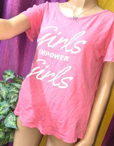 🇬🇧Pink T-shirt Girls Empower Graphic soft silk👕