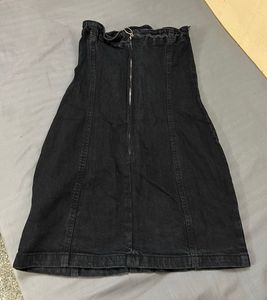 Black Denim Button-Up Offshoulder Onepiece(S)