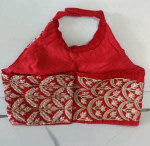 Red Velvet blouse with Golden Embroidery