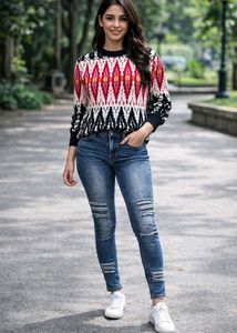 Patterned Knit Sweater