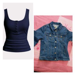COMBO Denim Jacket & Ribbed Tank Top