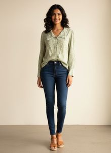 Green Floral Blouse