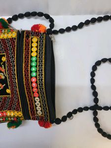 Embroidered Velvet Sling Bag