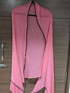 Elegant Pink Dupatta with Embellished Border