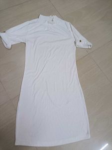 White Turtleneck T-Shirt Dress