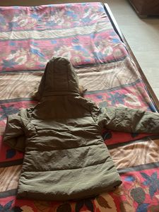 Olive Green Puffer Jacket with Fur Hood