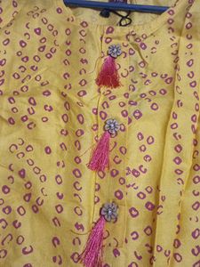 Knee Length Yellow Kurti