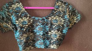 Blue Black Tailor Stiched Lace blouse