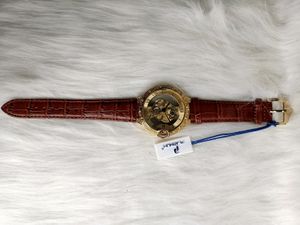 Stylish PLATINUM GOLDEN colour Leather Strap Watch