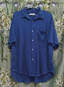 THE SHOP TK Blue Short Sleeve Button-Up Shirt