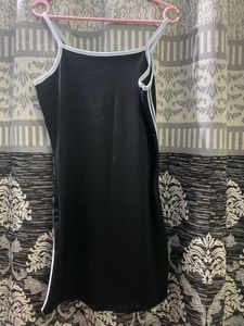 Casual Black Mini Dress with Side Stripes