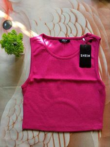 Stylish Pink Ribbed Crop Top