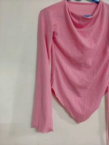 Chic Pink Asymmetrical Hem Top