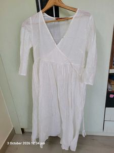 Elegant White Cotton Gown
