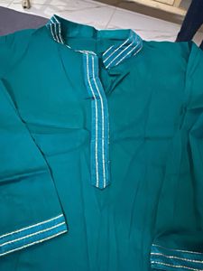 Teal Kurta with Silver Thread Work