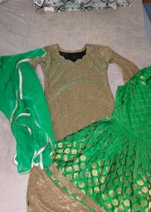 Sparkling gharara suit with velvet kurti