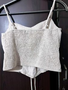 White Corset Top with Lace-up Front