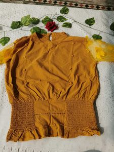 Mustard Floral Sleeve Top