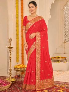 😱. heavy work Red ♥️ silk saree 💕