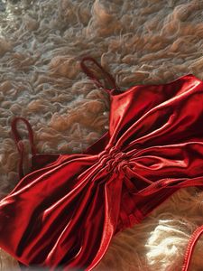 Red Ruched Halter Neck Crop Top