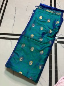 Stunning Teal and Blue Silk Saree