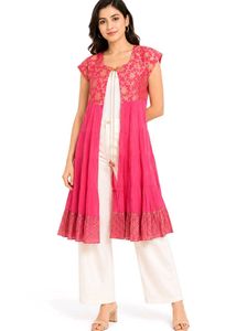 Stunning Pink Kurta Set with Gold Print