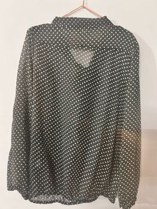 Polka Dot Tie Neck Blouse
