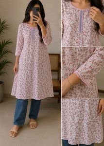 Floral Print Cotton Kurta for Women