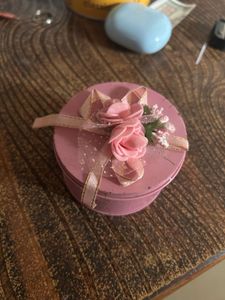 Decorative Pink Gift Box with Flowers