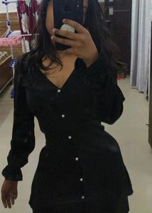 Black Button-Down Mini Dress