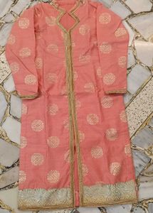 Elegant Peach Kurta with Gold Accents