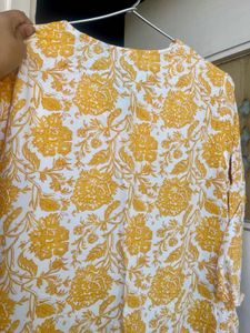 Vibrant Yellow Floral Print Kurta