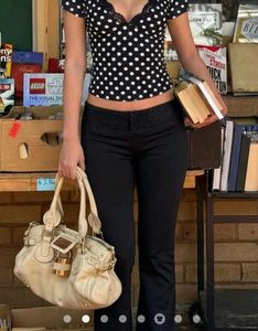 polka dot lace trimmed top