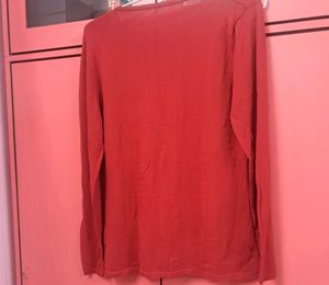 Red Long Sleeve Top with Floral Design