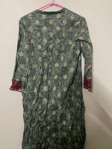 Green Floral Print Kurta