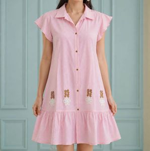 Cute Pink Button-Up Dress
