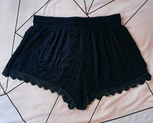 Black Lace Trim Shorts