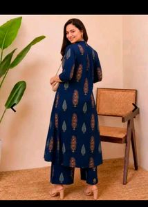 Elegant Blue Printed Kurta Set