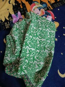 Green Paisley Print Saree