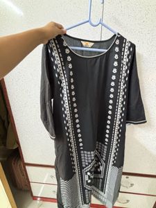 Stylish Black Kurta with White Embroidery