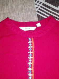 Vibrant Pink Embroidered Kurta Top