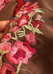 Embroidered Brown Twill organza suit