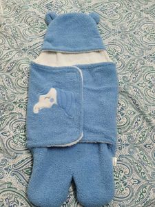 Baby Blue Hooded Swaddle Bag